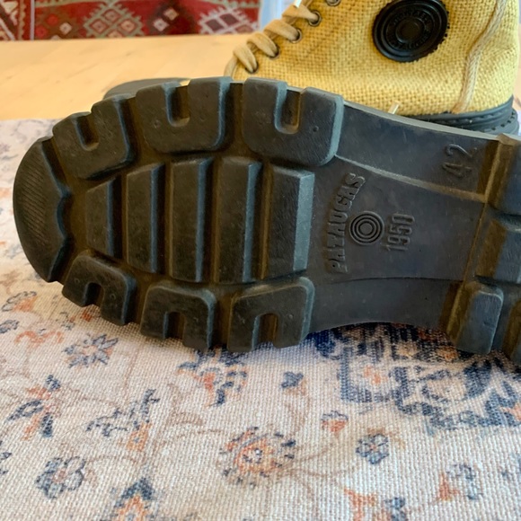 French Veritable Pataugas Canvas High Top Yellow Boots Women’s 11 - Picture 11 of 14